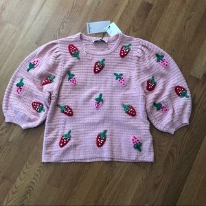 zara strawberry knit sweater